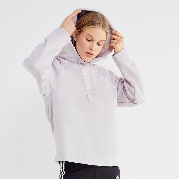 Adidas Winter Ease Pullover Hoodie Sweatshirt - Medium Pink Lavender, Oversized - Picture 3 of 12